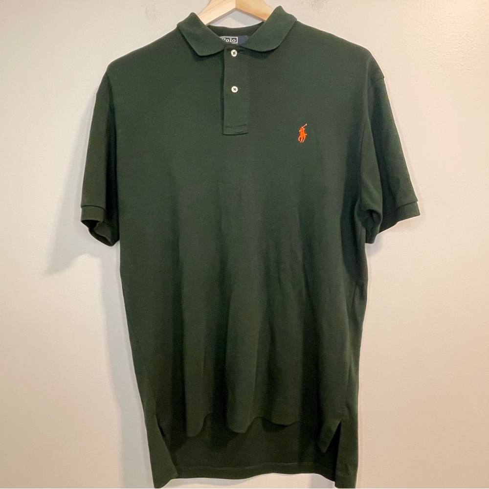 Polo by Ralph Lauren mens medium green with orange pony polo
